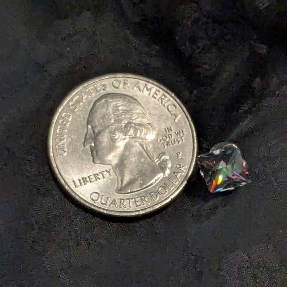 🆕 Mystic Topaz CZ Stud Earrings Pierced Ears 925 Sterling Silver - Picture 10 of 13